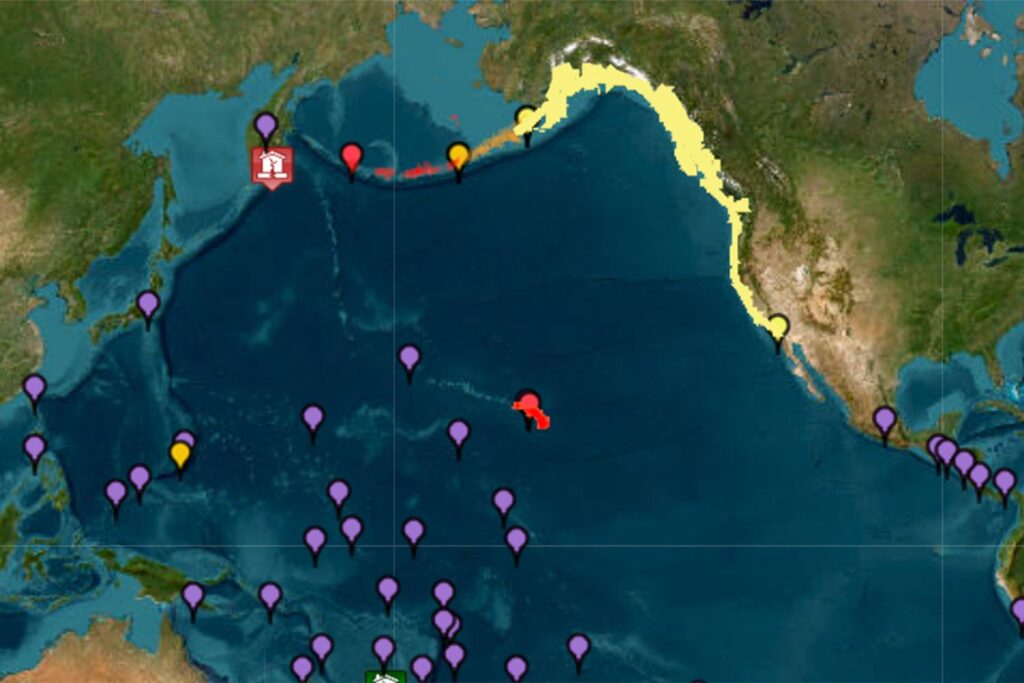 NOAA tsunami threat map