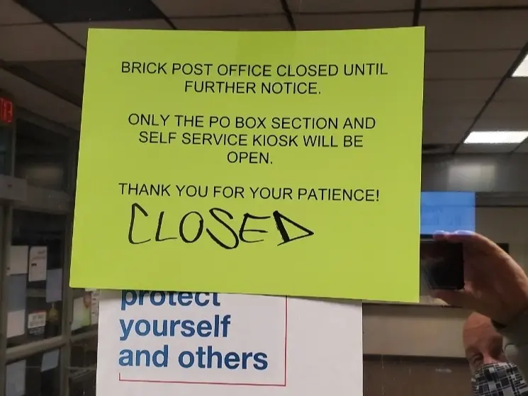 mark haviland usps brick closed sign